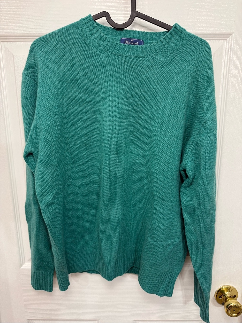Faconnable Turquoise Crew Neck Cashmere Sweater Size Small Luxury Preppy